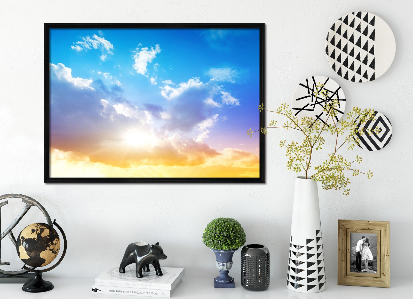 3D Blue Sky Sun 6 Fake Framed Poster Home Decor Print Painting Unique Art Summer