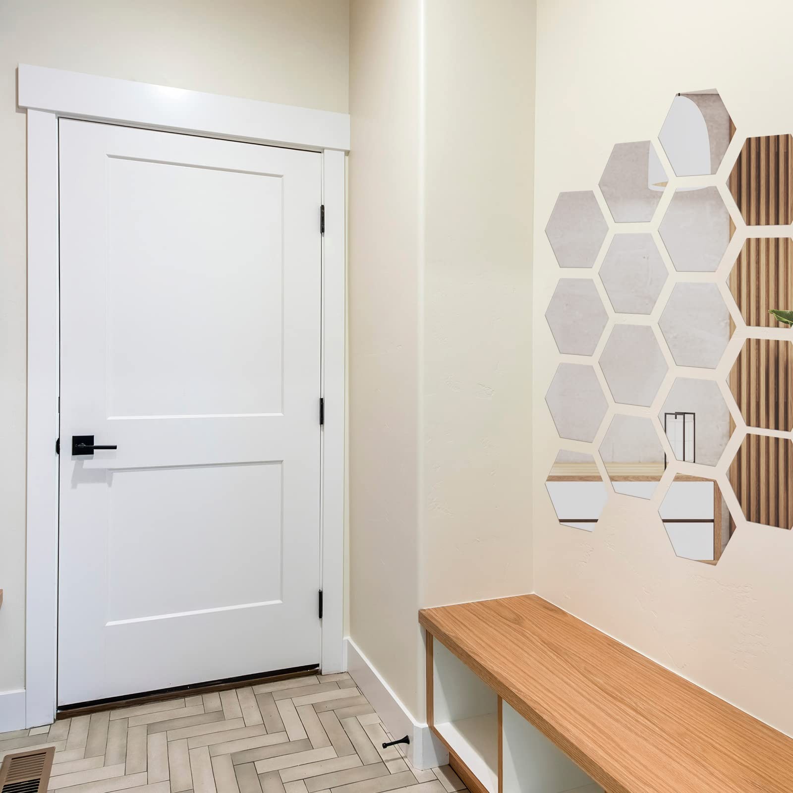 48 Piece Acrylic Hexagon Mirror Wall Stickers for DIY Home Decoration