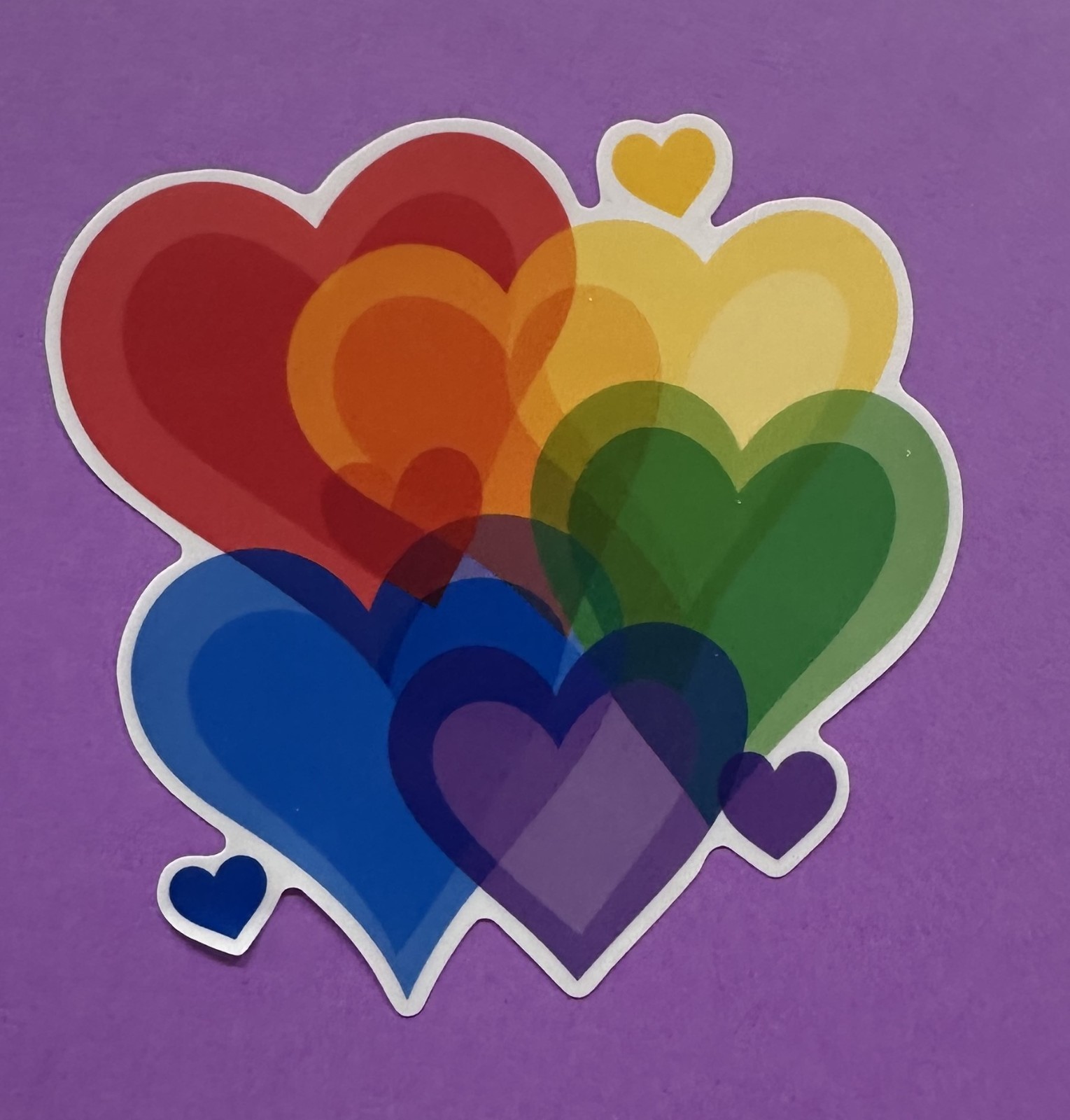 3 inch Rainbow Hearts Sticker Colorful Love Hearts Vinyl Decal Bright Spectrum H