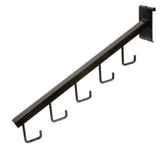 Econoco BLK/5H Black 5-Hook Square Tubing Waterfall for Grid Panel (Pack of 24)