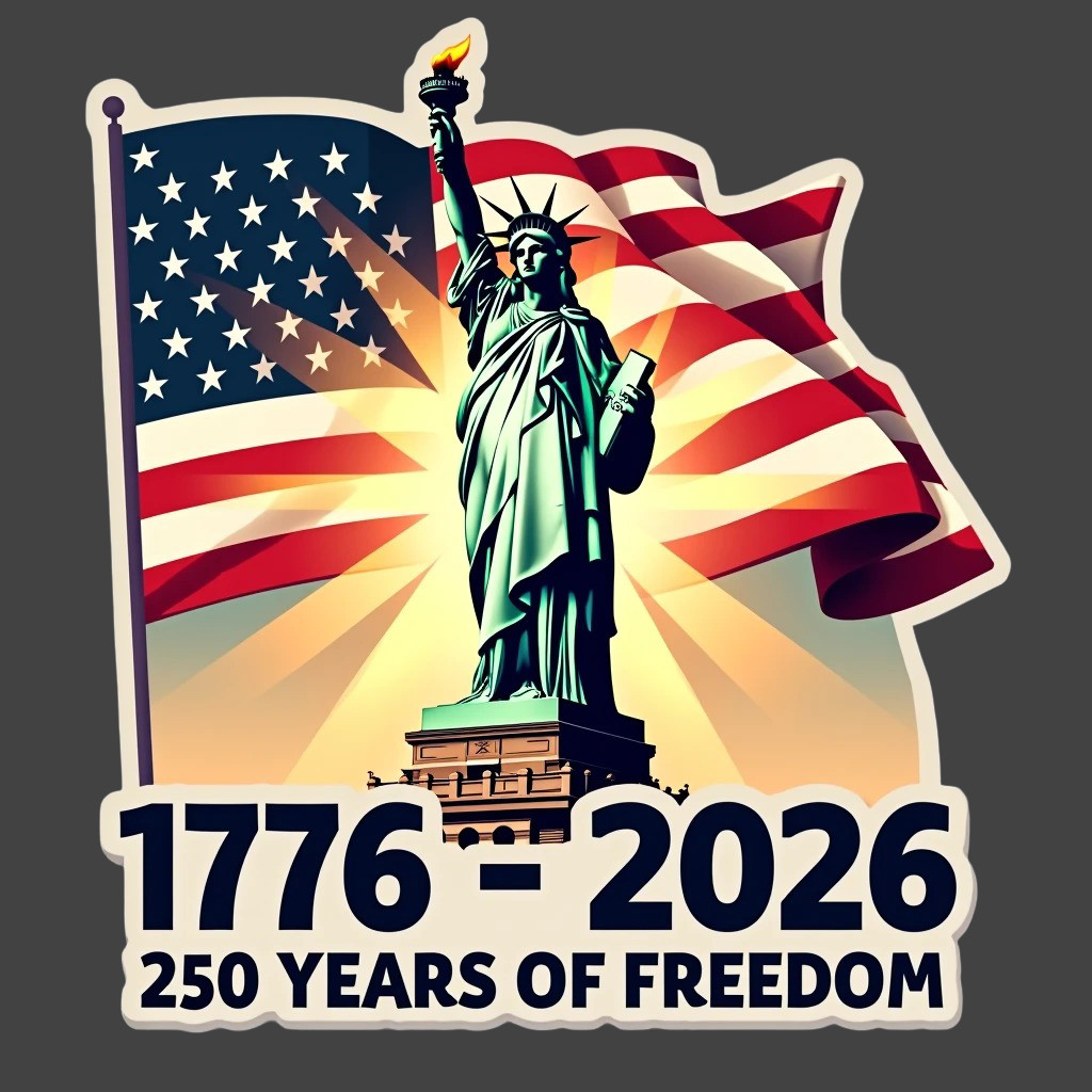 America 250 Sticker Vinyl Decal Statue Liberty Flag 1776 2026 Patriotic