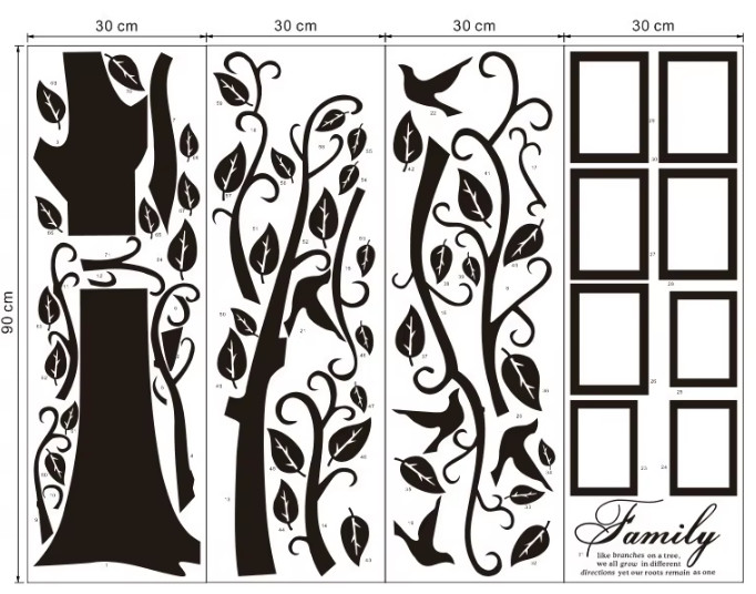 Large Family Tree Wall Decal Photo Frame Vinyl Sticker Living Room Decor