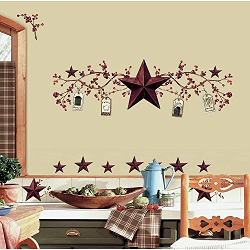 Roommates Rmk1276scs Country Stars And Berries Peel And Stick Wall Dec