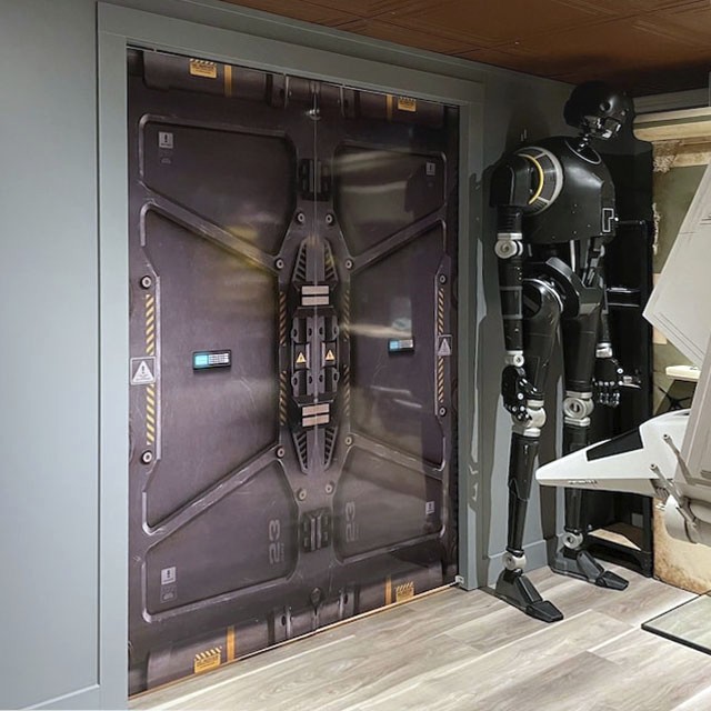 Door Wrap – Futuristic, Sci Fi Gate, Self-adhesive Laminated Mural. 1 piece