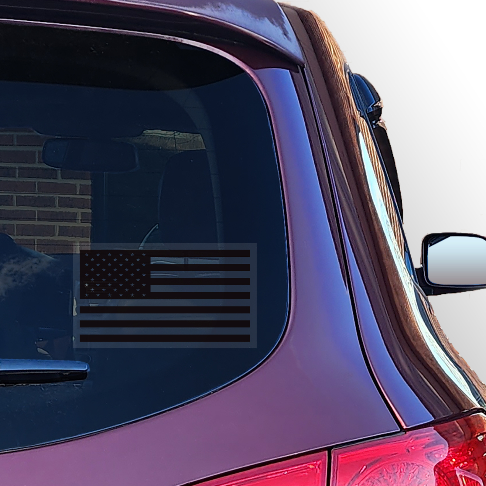 Black American Flag Rectangle Back Static Cling