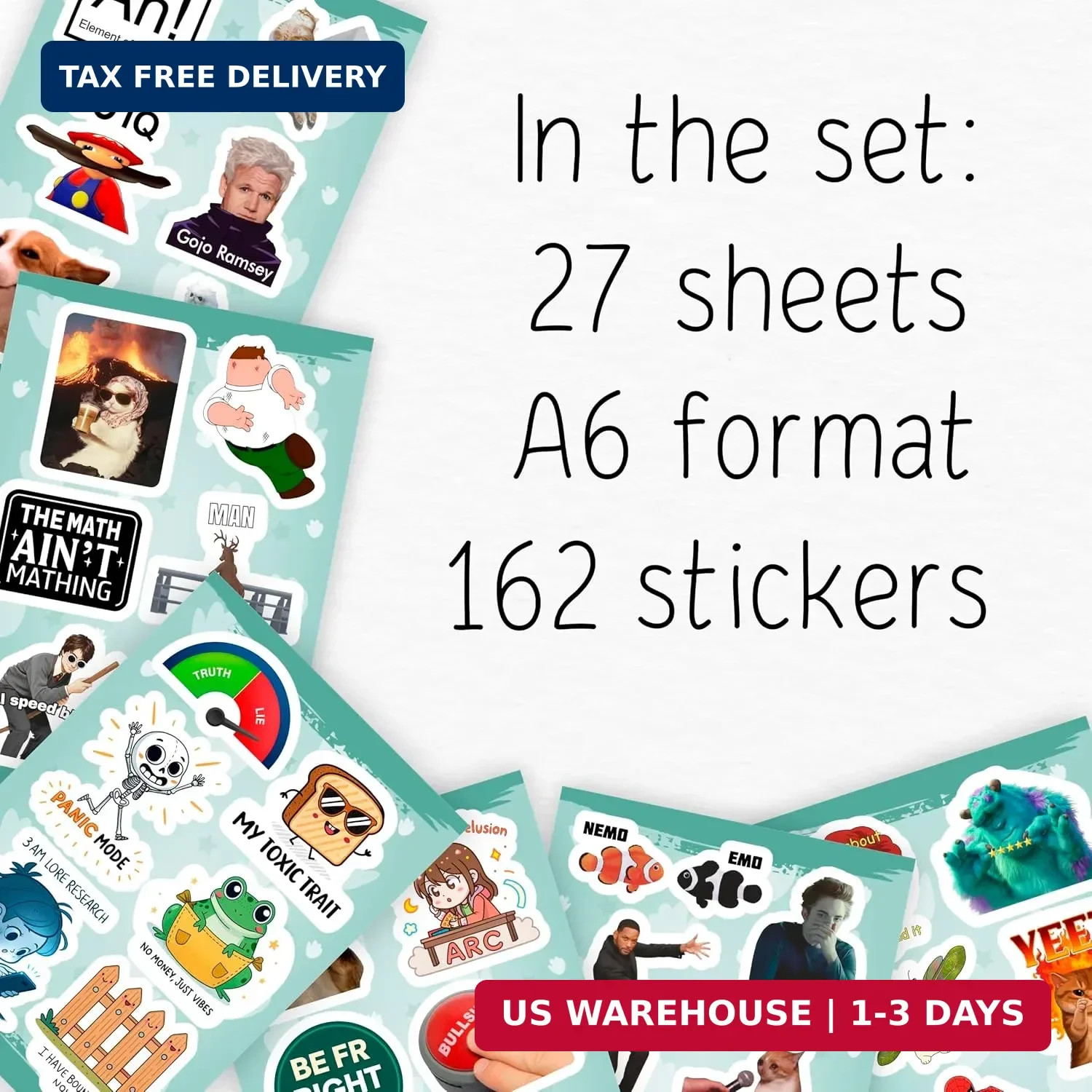 160Pcs Meme Stickers for Adults – Funny Stickers for Water Bottle, Pop Culture D