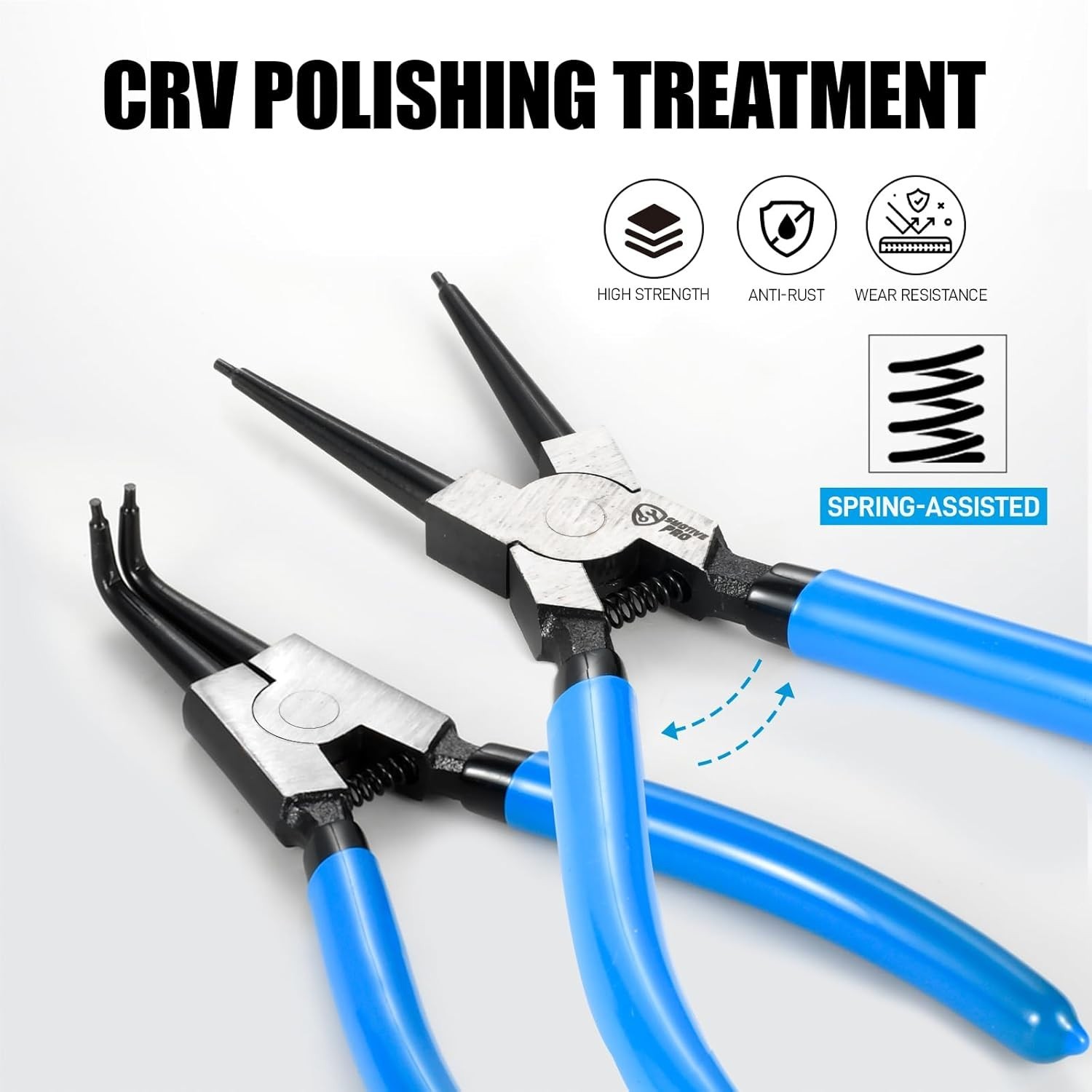 8-Piece Precision Snap Ring Pliers Set – 7" & 9" Internal/External Circlip Tools