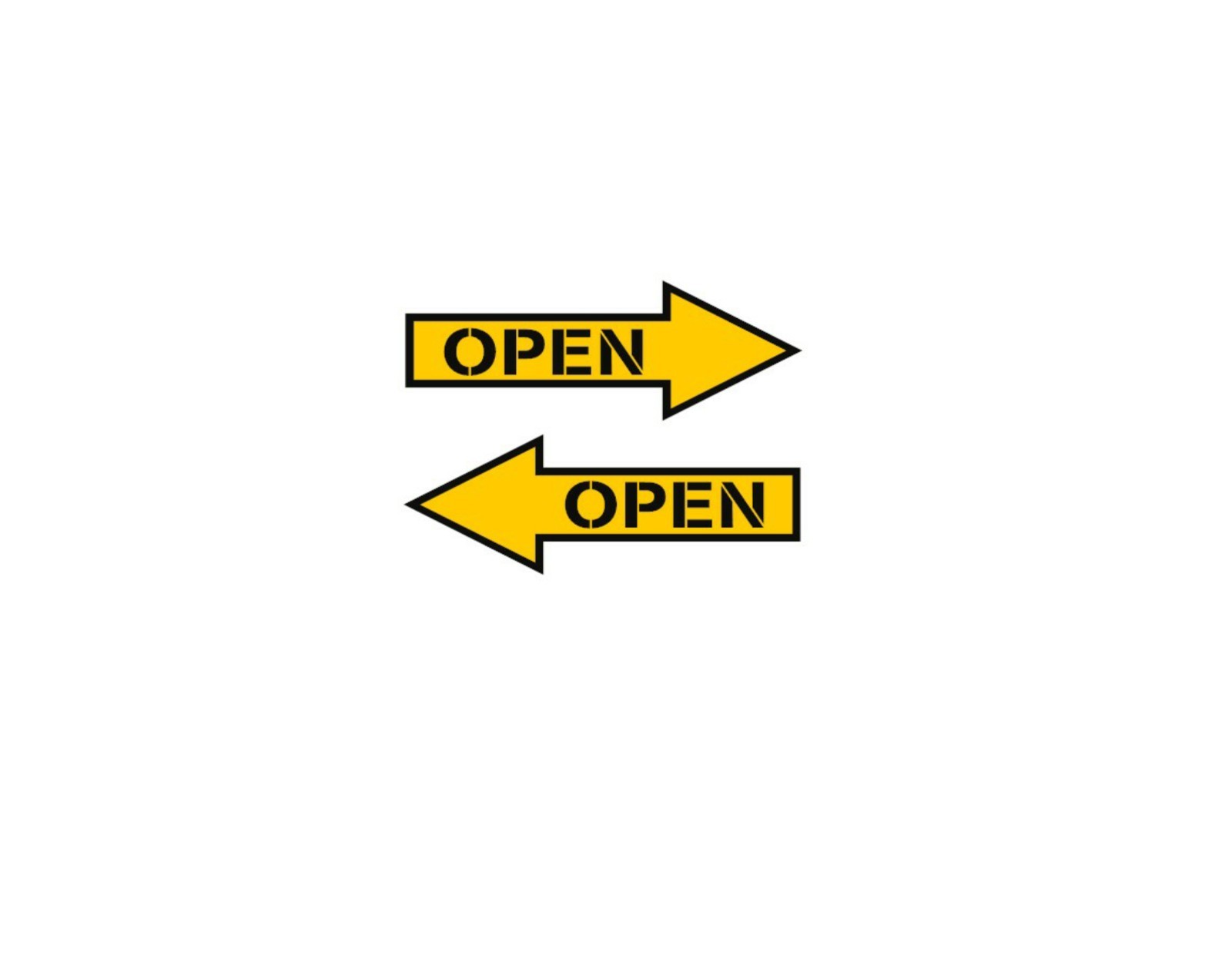 OPEN ARROW (2X) MILITARY AIRCRAFT Vinyl Decal 1 LEFT & 1 RIGHT ARROW Blk/Ylw