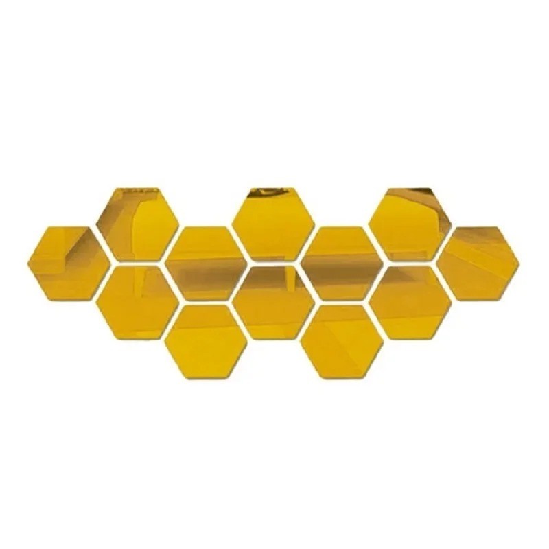 Hexagon 3D Acrylic Mirror Wall Stickers DIY Self-Adhesive 6/12PC Home Decoration