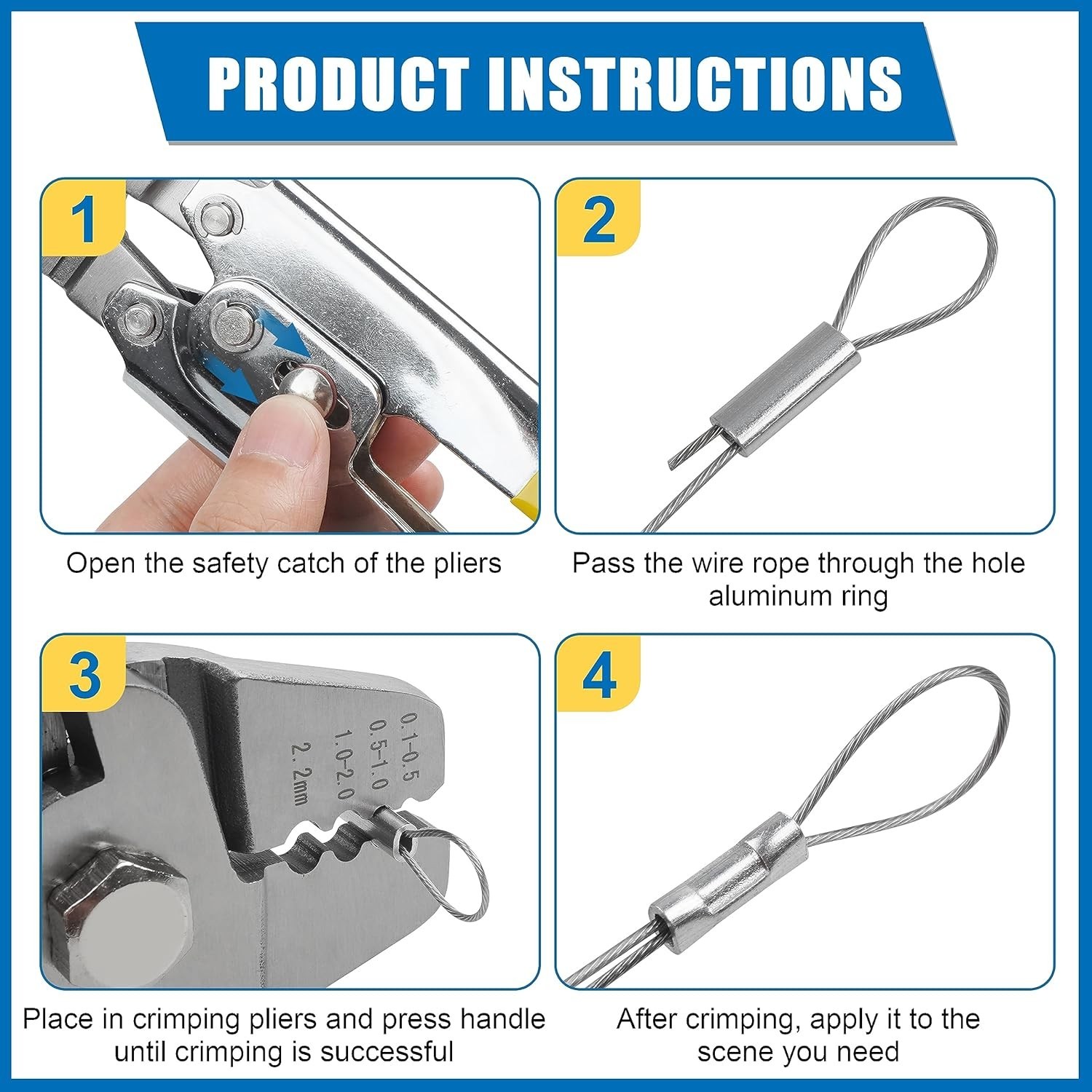 Fishing Crimping Tool Kit,Stainless Steel Fishing Crimping Pliers Wire Rope C…