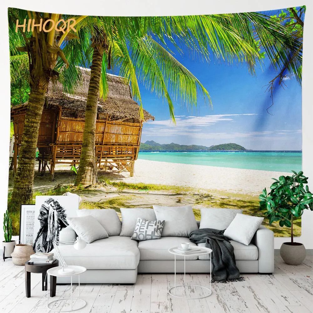 Palm Tree Large Cloth Wall Tapestry Aesthetic Room Decor Hippie Boho Landscape