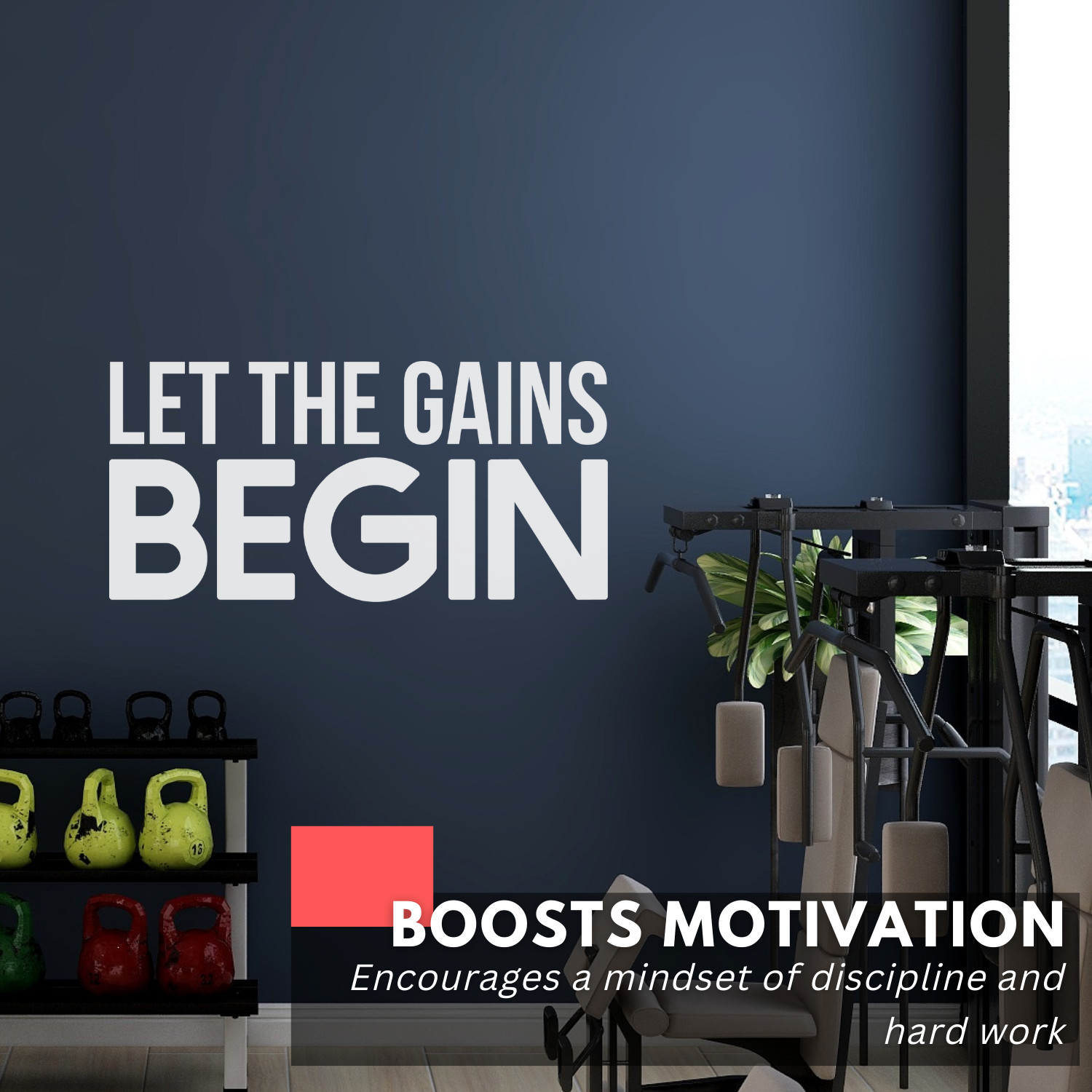 Motivational Wall Decal – Let the Gains Begin – Gym & Fitness Workout Decor