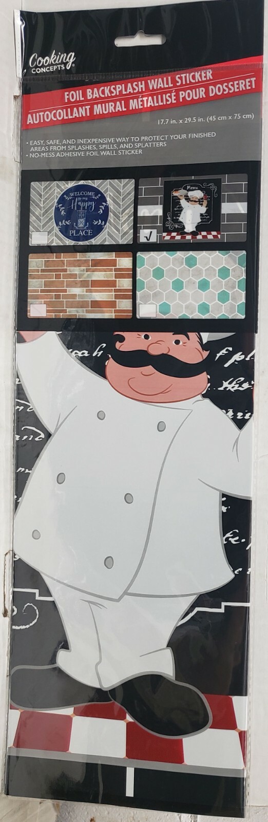 KITCHEN STOVE BACKSPLASH STICKER / WALL DECALl (30"x18") FAT CHEF, GR