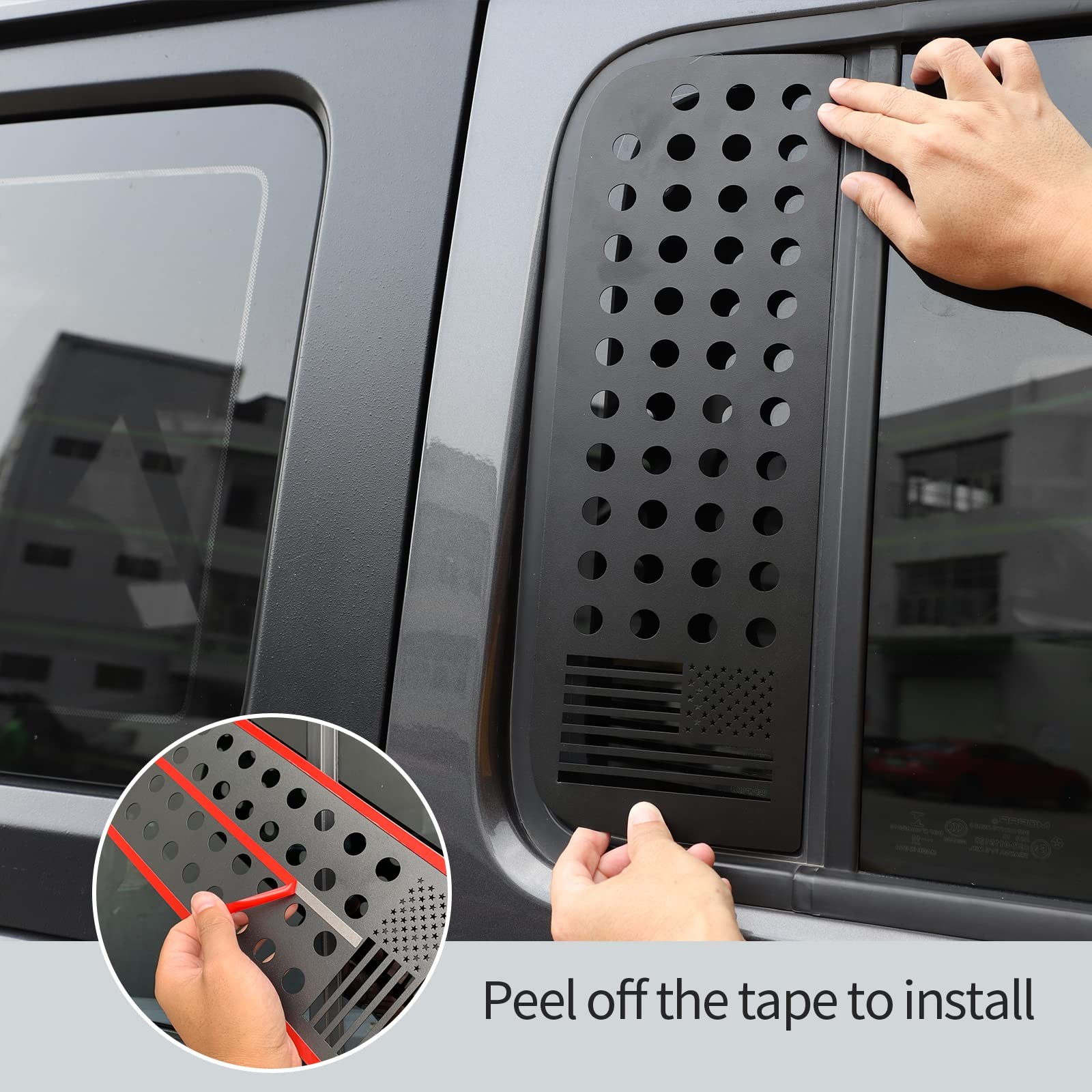Rear Door Window Decals Aluminum Alloy Glass Panel Cover for 2018-2021 Jeep W…
