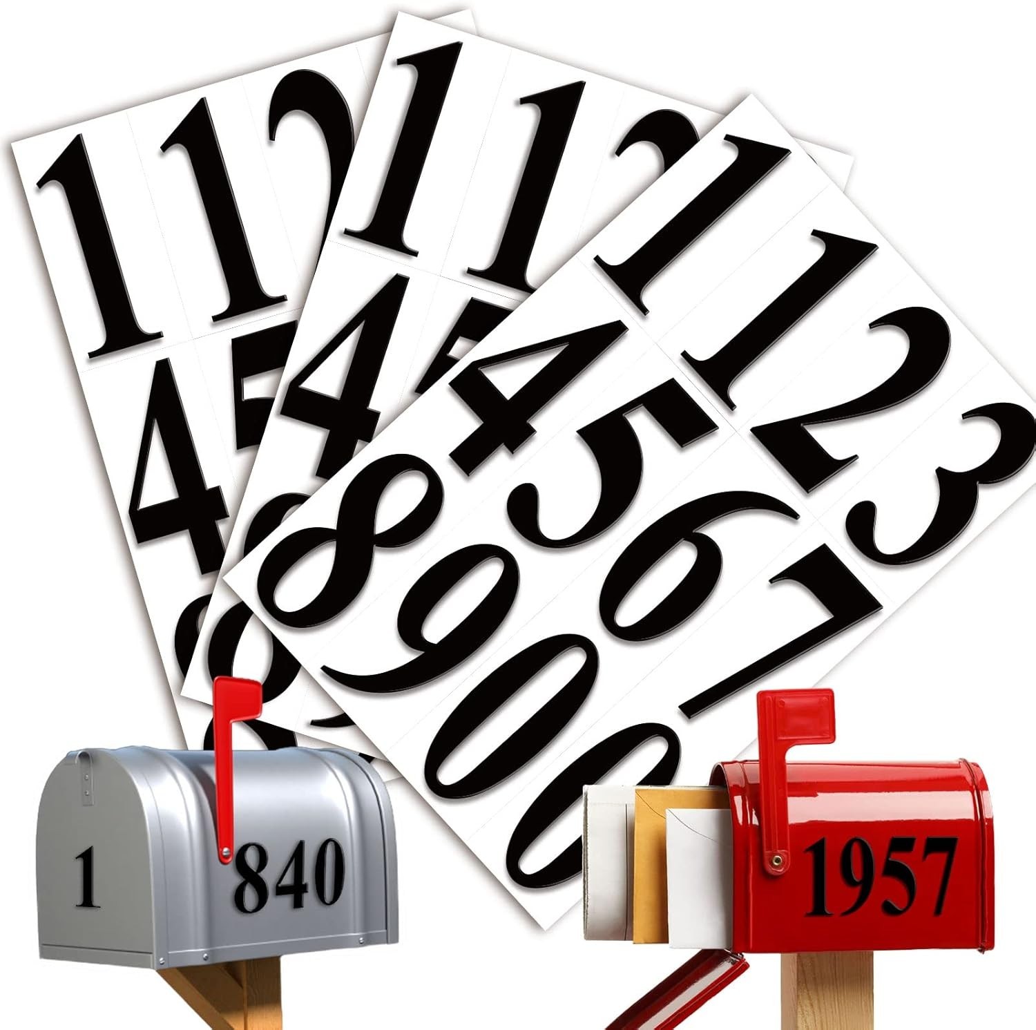 3 Inch Black Vinyl Number Stickers – 36pc Waterproof Die Cut Decals for Mailb…
