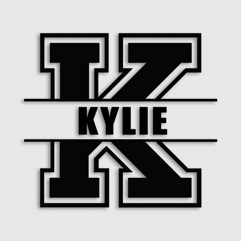 Split Initial Varsity Monogram Name Decal for YETI Rambler College Sport Sticker