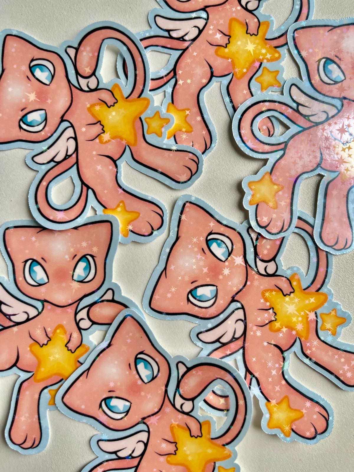 Mew and Stars Sticker, Cute Vinyl Die Cut Sticker