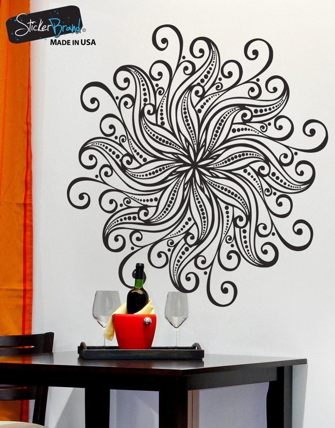 Mandala Wall Decal Headboard Bedroom Boho Decor Yoga Studio Decal. #1567