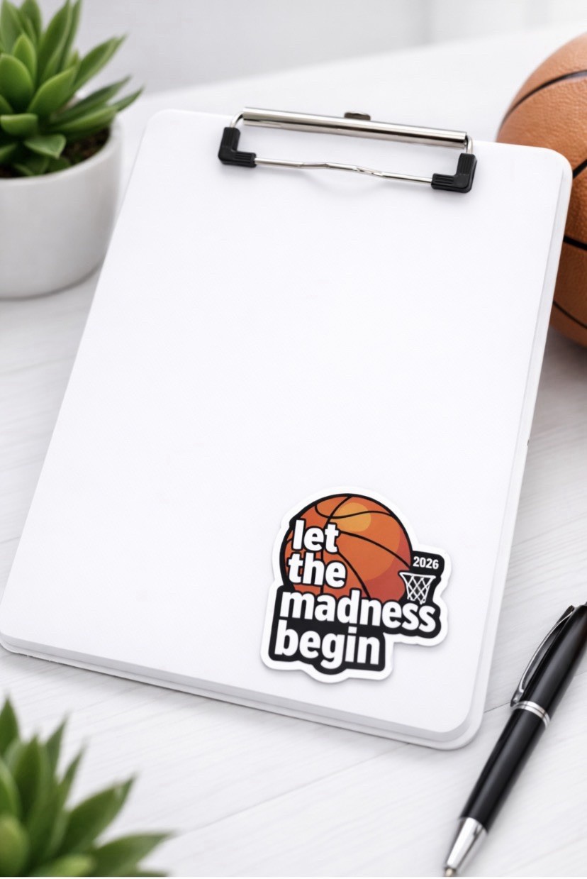 Basketball Vinyl Sticker, Modern Style, Small, Orange Black White