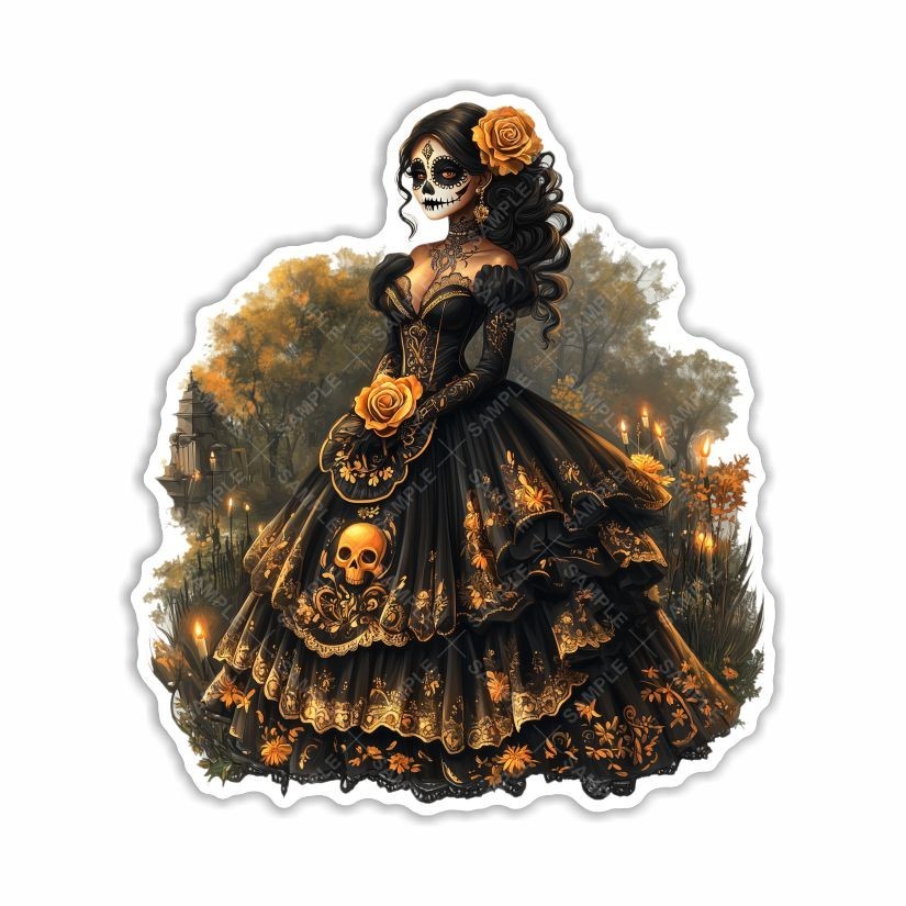 Catrina, Day of the Dead, skull , Sticker, Peel N' Stick, Different Sizes