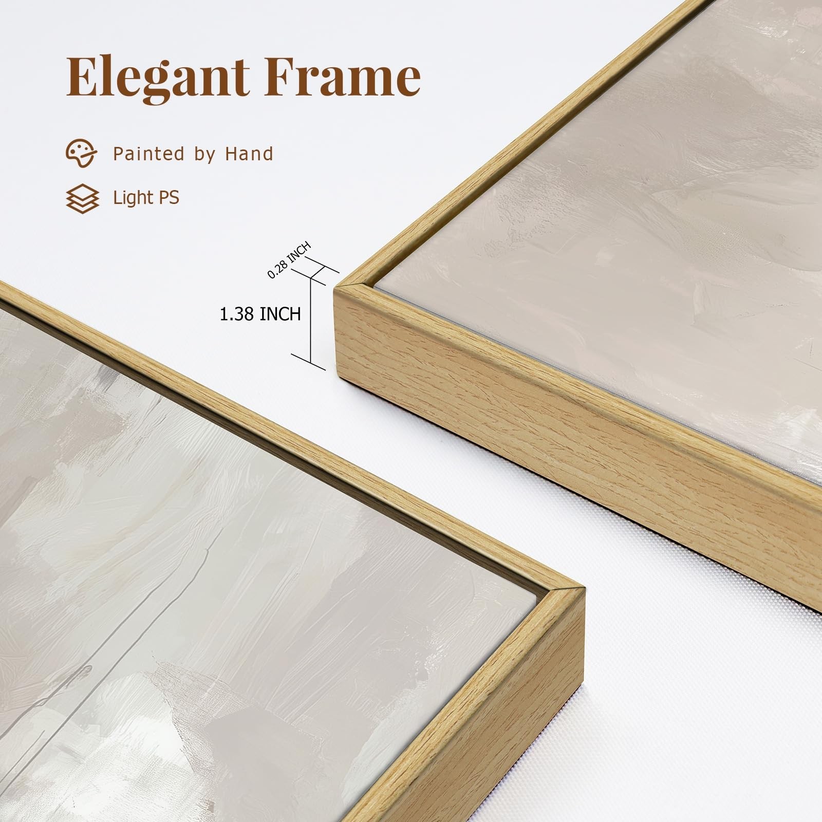 Abstract Neutral Textured Framed Canvas Wall Art Set, Minimalist Wall Decor A…