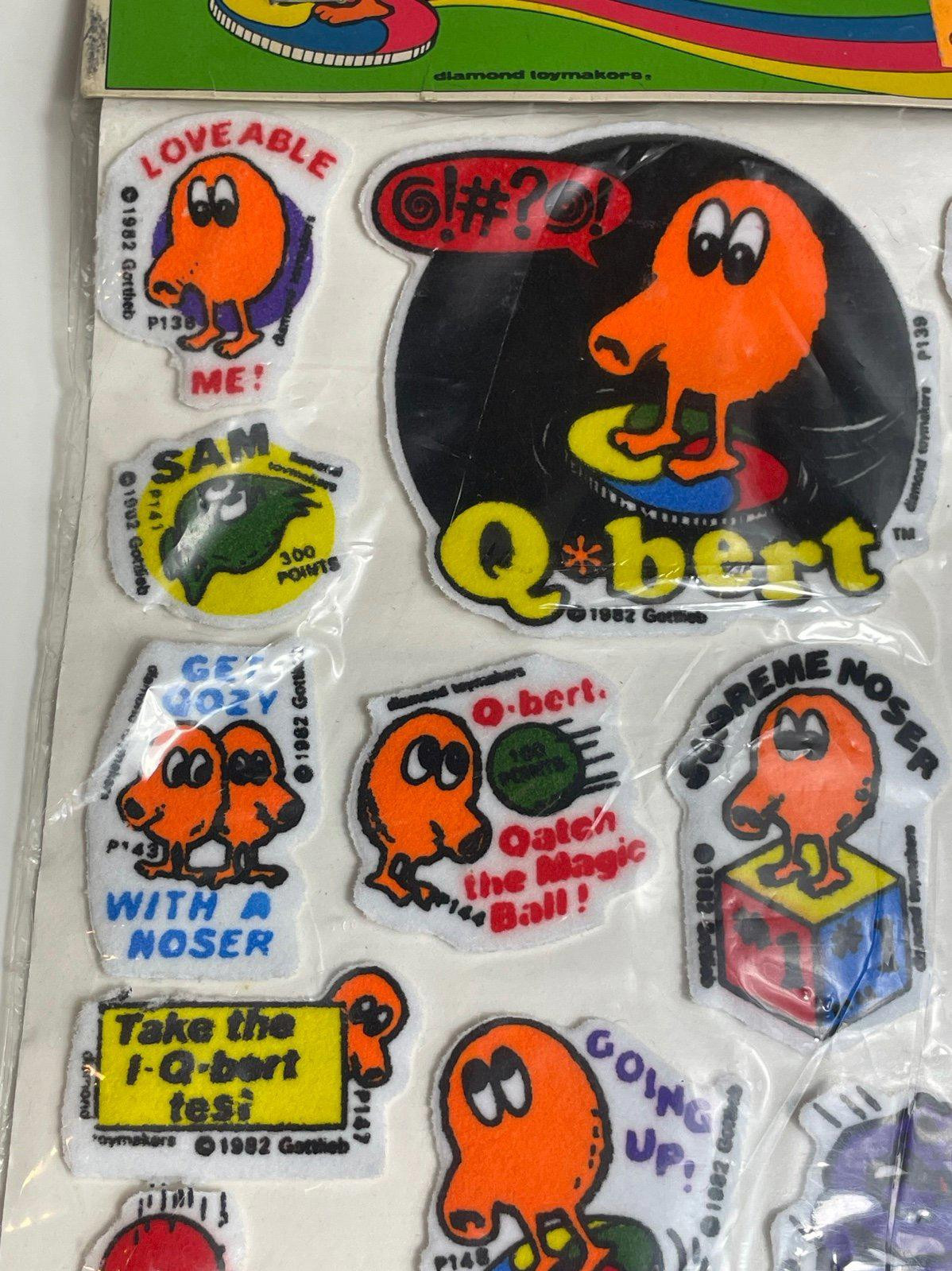 Qbert Atari Vintage 1982 Sealed Puffy Fuzzies Sheet of Stickers