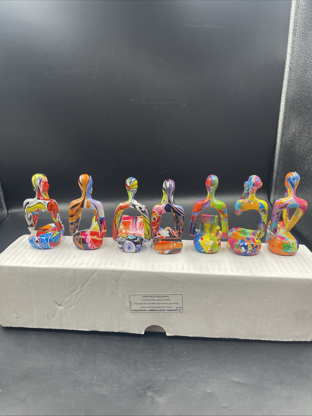 home decor set of 7 resin graffiti thinker Reader statues accent abstract