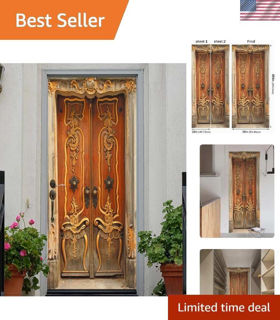 Door Decal Sticker – Luxury Wood Grain,Peel and Stick Mural,Combined Size 36"…