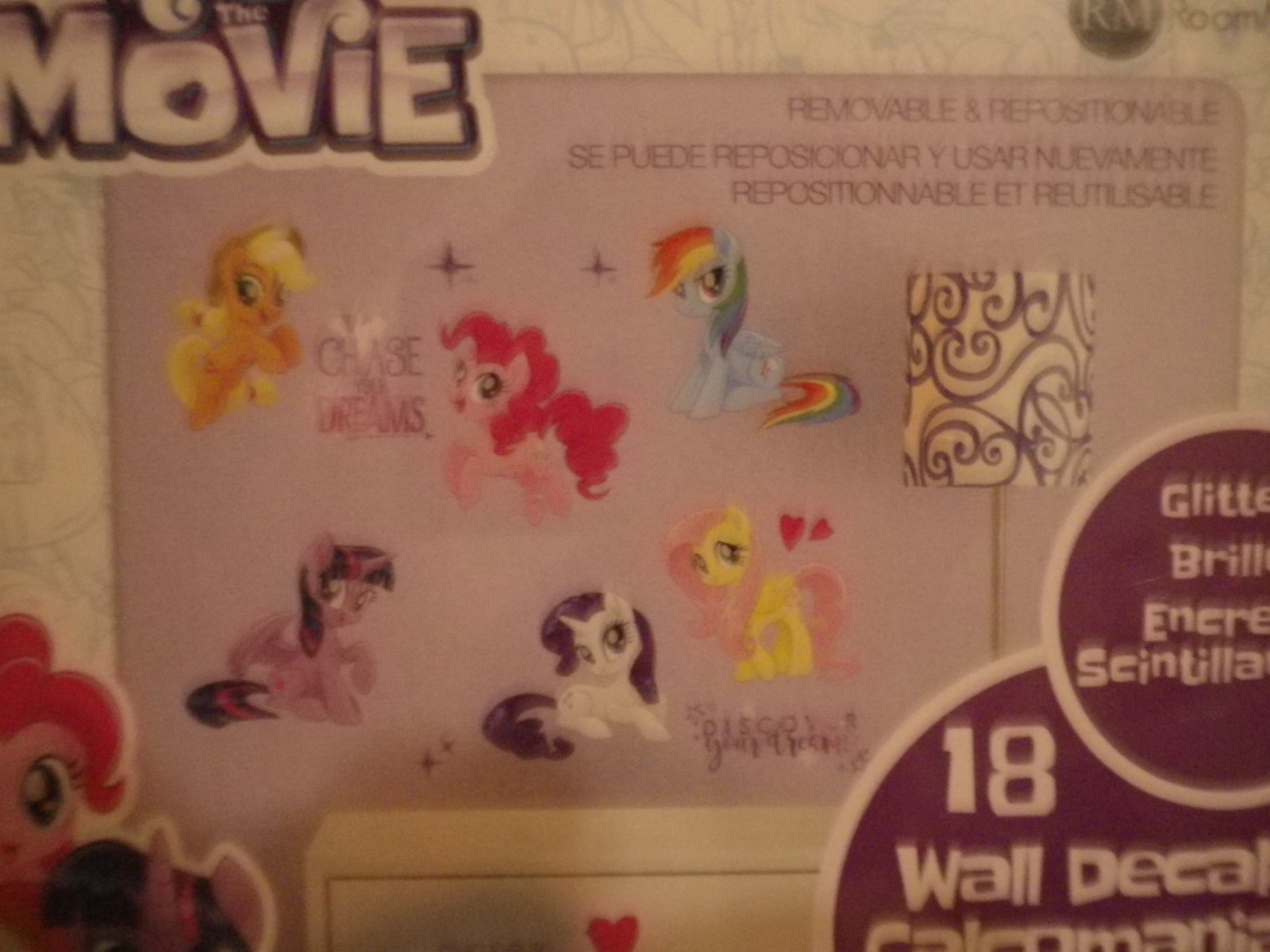 2 sets of used My Little Pony The Movie Wall Decals 18 ea 2017 arts crafts READ