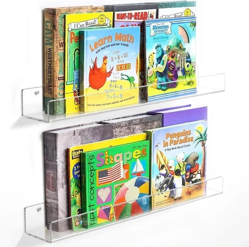 NIUBEE 24-Inch Acrylic Kids Floating Bookshelves, 2-Pack, Wall 24inches