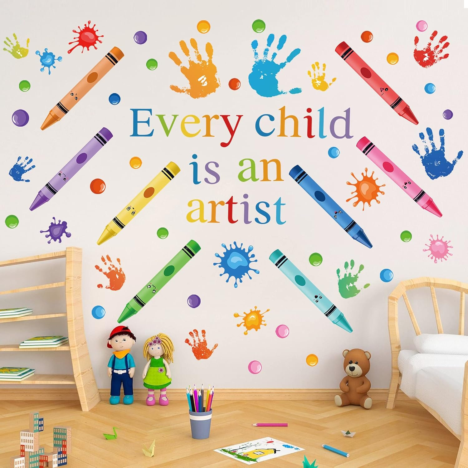 Every Child Is an Artist Wall Decals Watercolor Crayon Paint Splatter Wall Decal