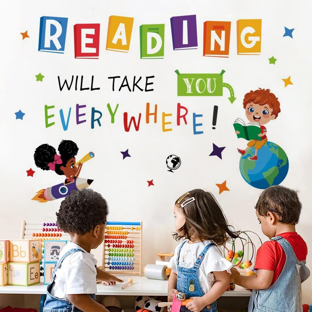 Reading Will Take You Everywhere Inspirational Quote Wall Decal Sticker, Moti…