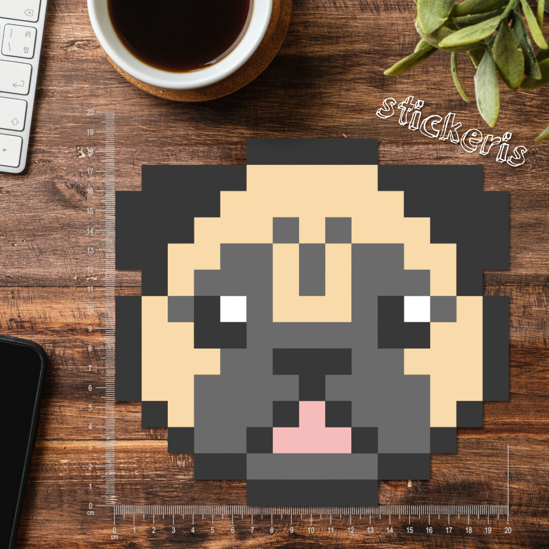 2x Pixel art pug sticker 2-12" (up to 47") | buy 2 get 1 free