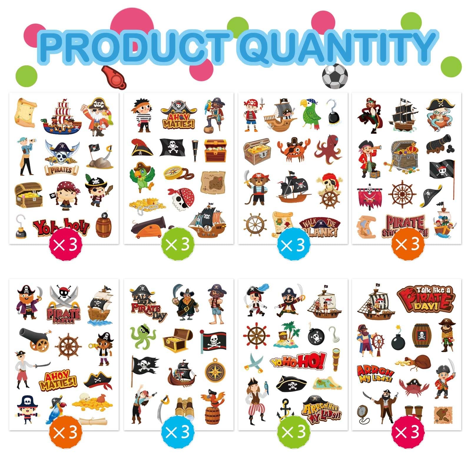 24 Sheets Pirate Stickers, Pirate Themed Stickers Variety Pack for Kids Scrap…