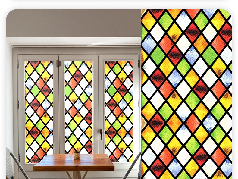Retro Static Cling Privacy Window Sticker Frosted Stained Church Glass Sticker