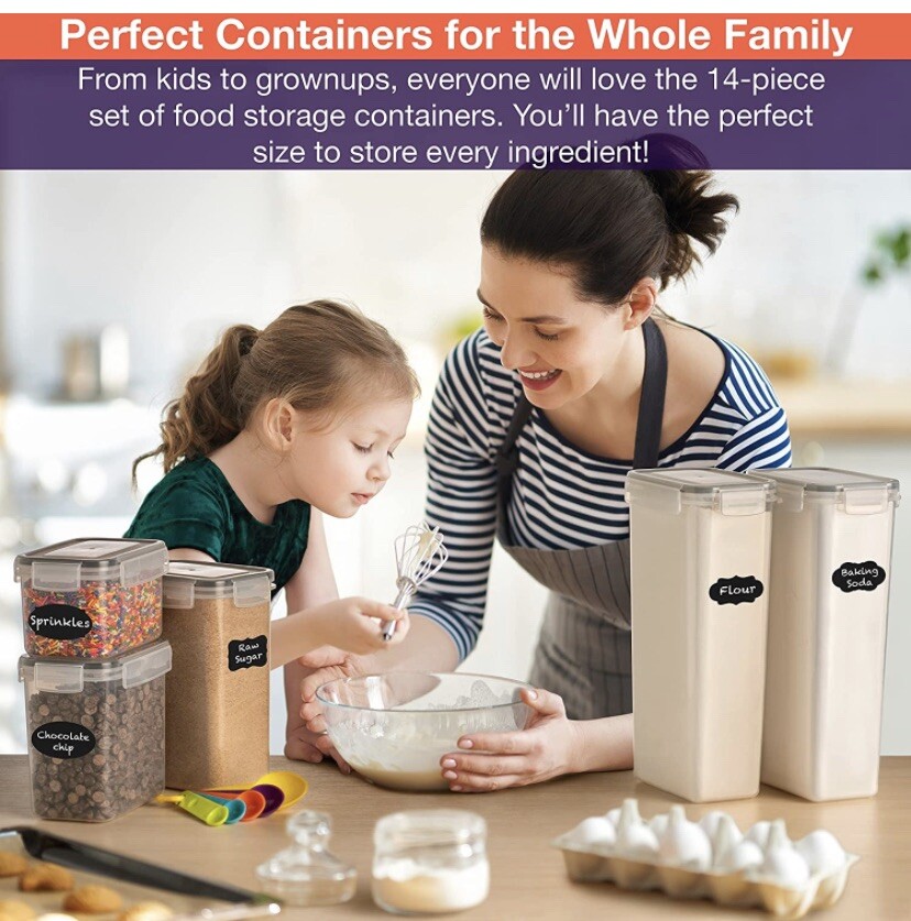 14-Piece Airtight Food Storage Containers Kitchen Organization Set For Pantry