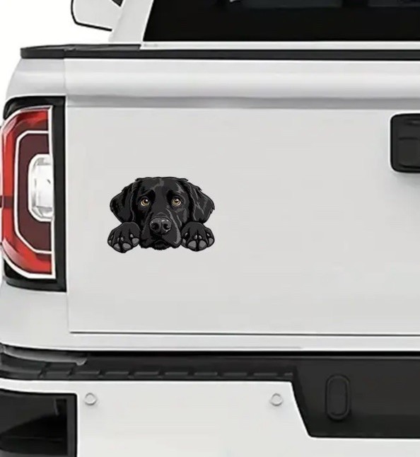 XL Black Lab Sticker Decal Cute Peeking Face Car Laptop Mirror Funny Labrador