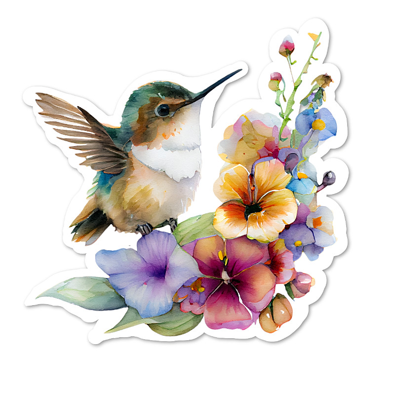 Hummingbird Vinyl Sticker, Water Resistant, Scrapbooking, Laptop, Water Bottle