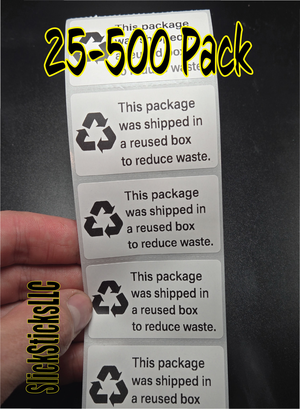 REUSED BOX RECYCLED PACKAGING 25-500pcs bulk warning labels shipping stickers
