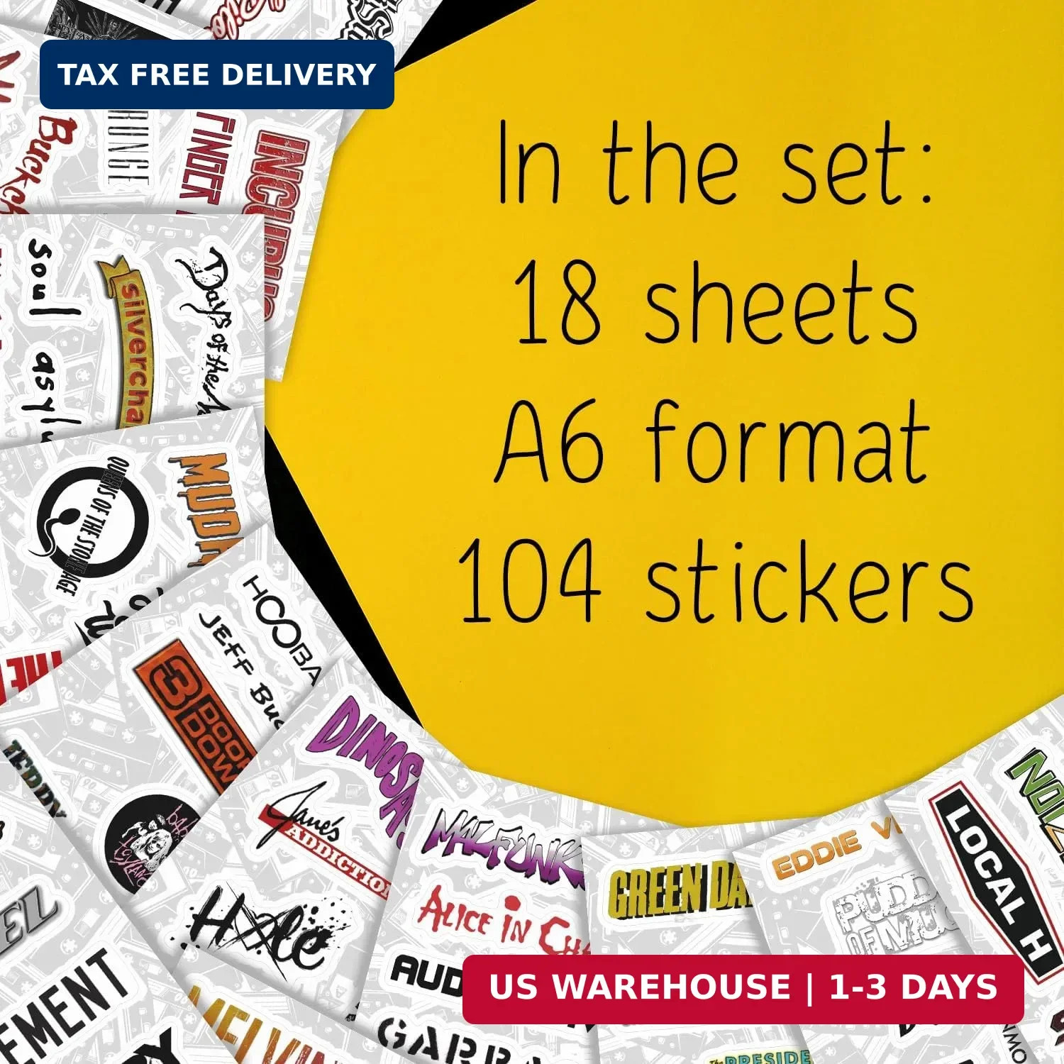 100Pcs Grunge Stickers, 90's Grunge Music, Rock Stickers, Rock Band Decals, Musi