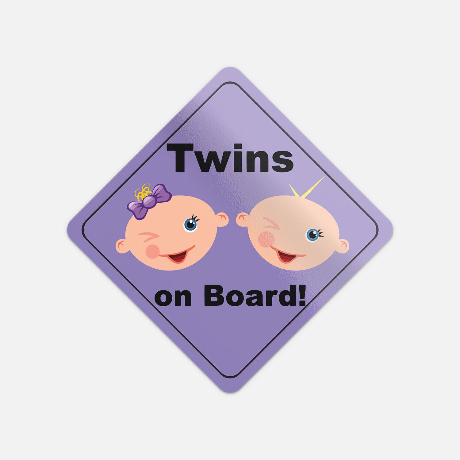 Twins On Board Boy & Girl Blinking Cute Funny Baby Vinyl Sticker Decal