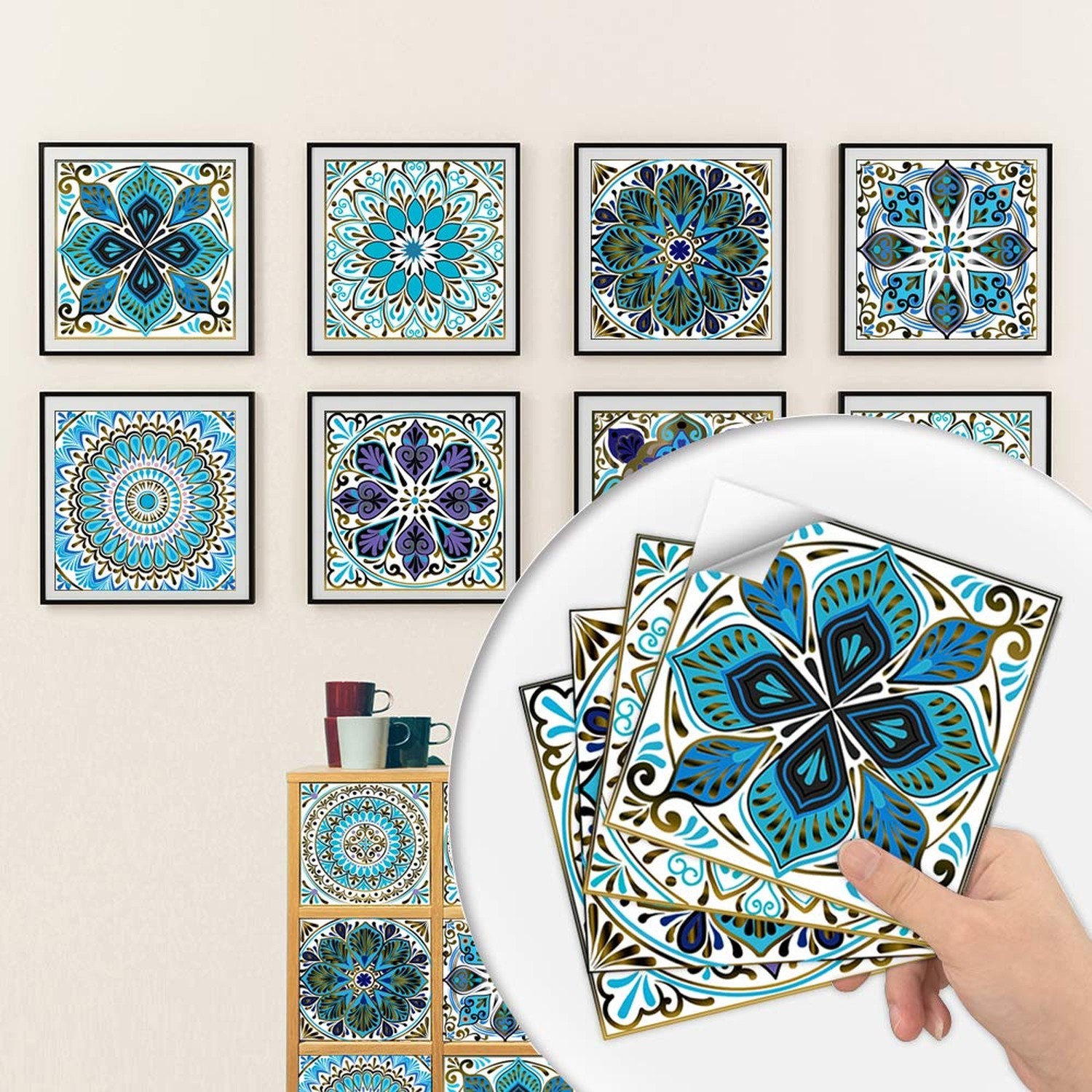 12 Pcs 6 inch Tile Stickers, Peel and Stick Self Adhesive Removable Moroccan …
