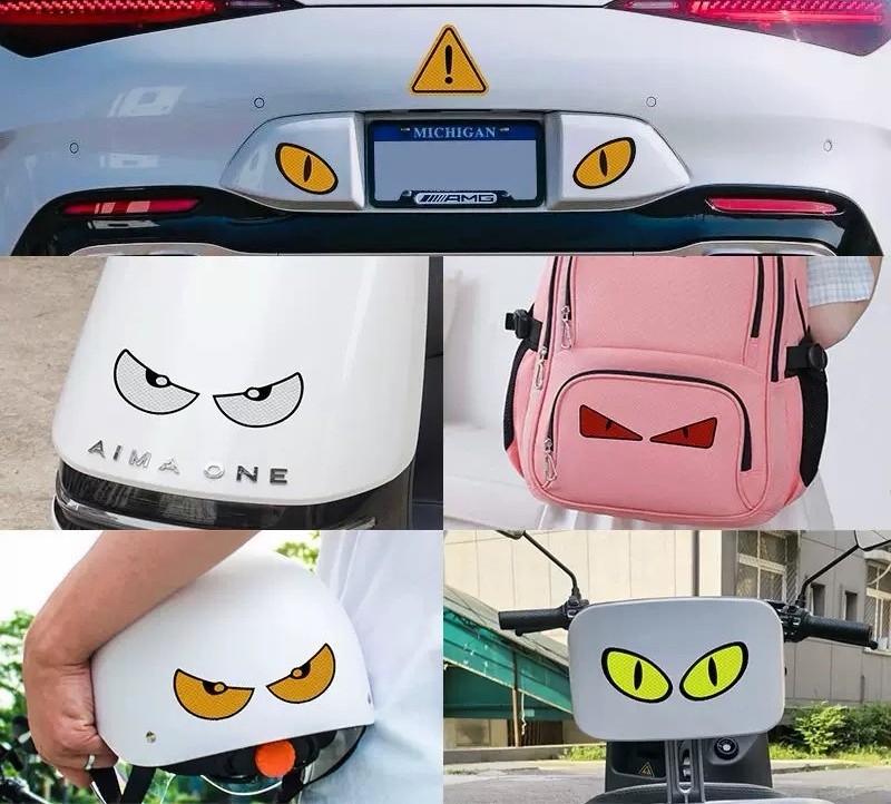 Green Big Eyes Car Sticker Wall Sticker Cartoon 3D Decal Sticker for Bike/ Car