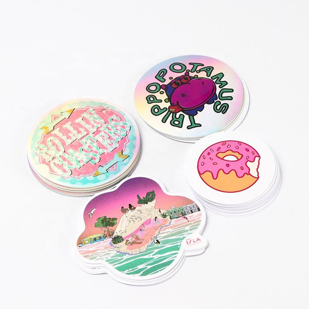 50/100/150/200 Custom Logo Die Cut White Vinyl Stickers Personalized Waterproof