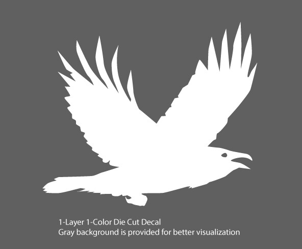 Wildlife – Birds – Flying Raven/Crow Decal – 6Yrs Outdoor Vinyl Die-Cut Sticker