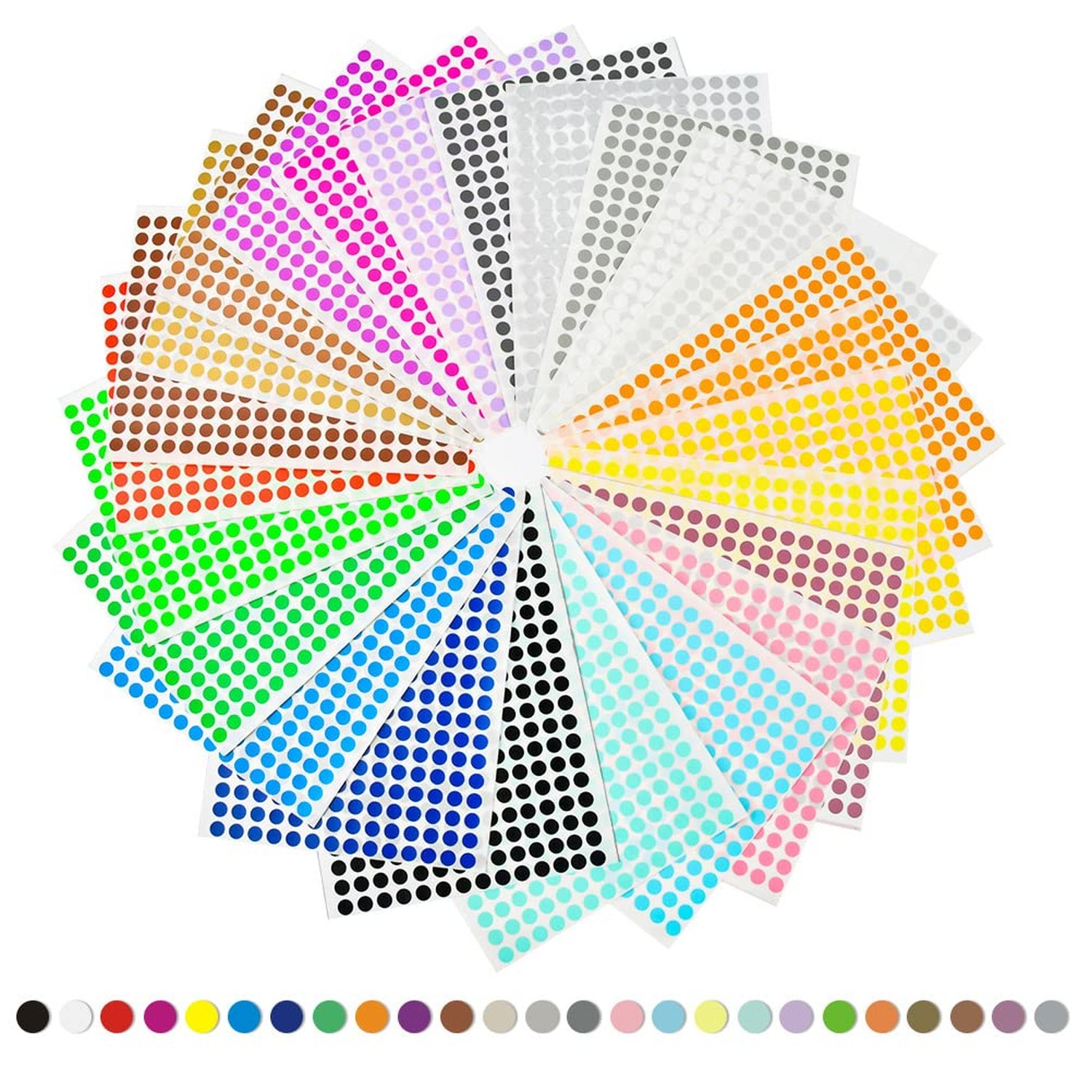 FOCCTS 25 Colors 8mm Small Color Coding Circle Dot Stickers, Bright Neon Colo…
