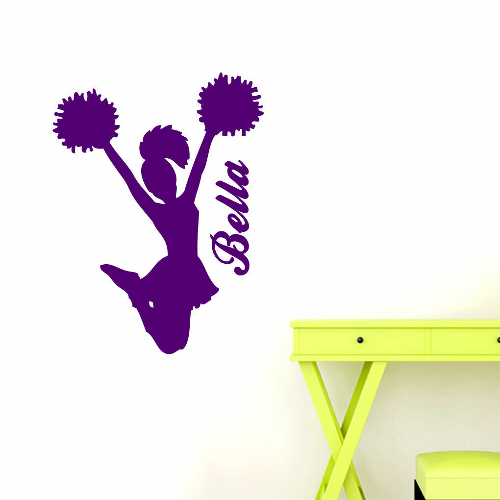 Custom Cheerleader Wall Decal – Sports, Personalized, Kids Room, Girls, School