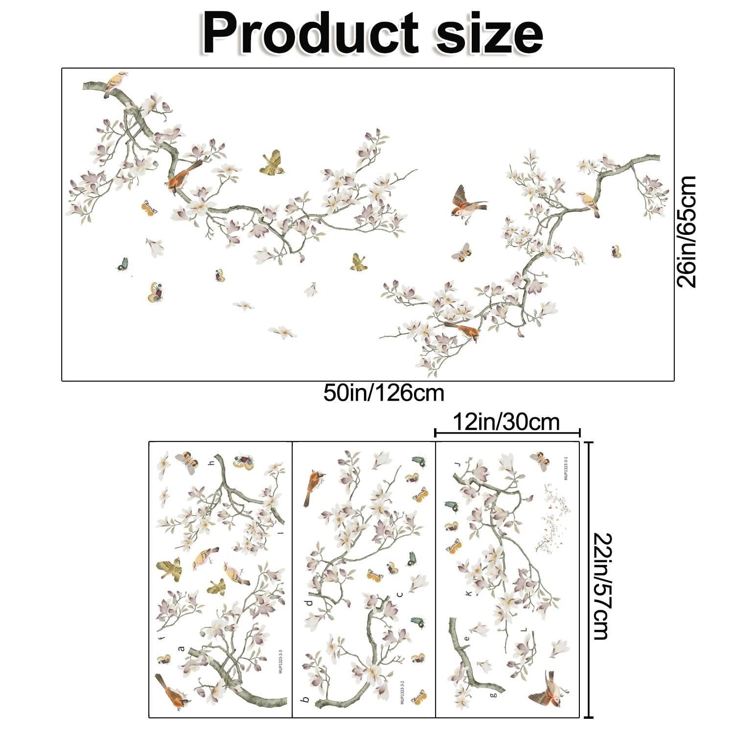 Removable 3D Two Curved Tree Branches Leaves With Colorful Flying Birds Wall …
