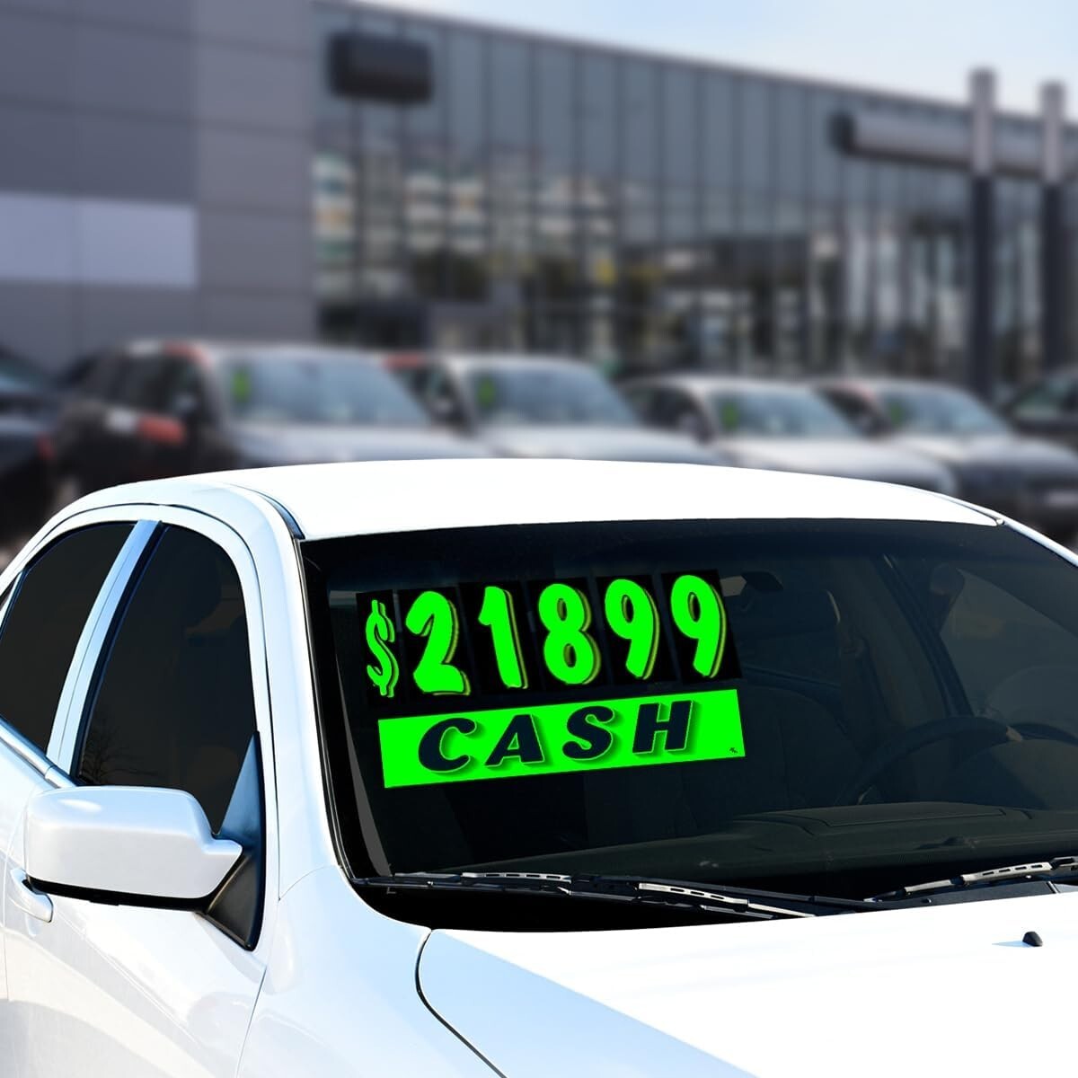 Vinyl Number and Cash Slogans Decals Car Lot Windshield Pricing Stickers