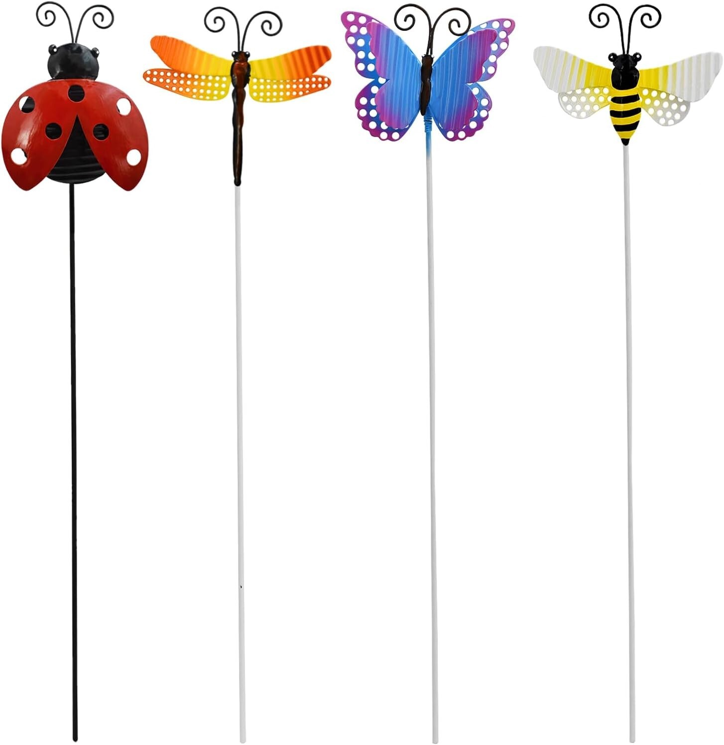Metal Garden Stakes Set of 4 – Spring Decor Yard Sign Decorative (Insect)